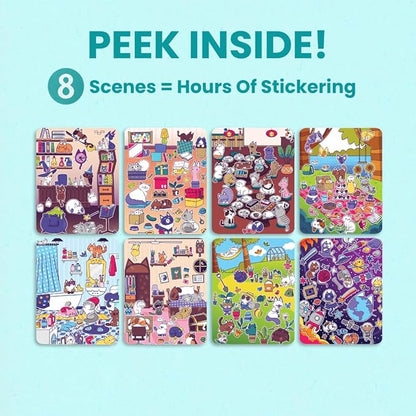 Land of Cats Sticker + Coloring Book (300+ Cat Stickers for Kids & 8 Scenes) by Cupkin, Side by Side Activity Book Design, Cat Sticker Books Kids Ages 4-8, Also Great for Older Boys & Girls