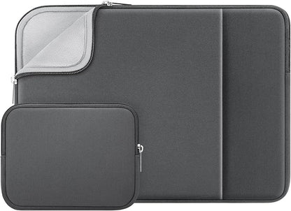 RAINYEAR 14 Inch Laptop Sleeve Protective Case Soft Fluffy Lining Cover Carrying Bag with Front Pocket & Accessories Pouch, Compatible with 14" Notebook Computer Chromebook (Gray, Upgraded Version)