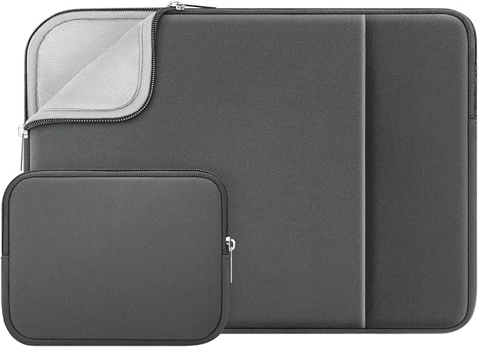 RAINYEAR 15.6 Inch Laptop Sleeve Case Soft Fluffy Lining Cover Carrying Bag with Front Pocket & Accessories Pouch, Compatible with 15.6" Notebook Computer Chromebook (Gray, Upgraded Version)