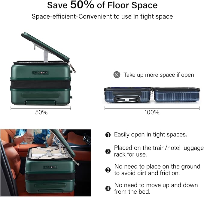 Hanke Hardside Expandable Checked Luggage, 24 Inch Top Opening Trunk Luggages with Spinner Wheels, All-PC Hard Shell Suitcase, Lightweight TSA Checked-Medium(Blackish Green, 83L)