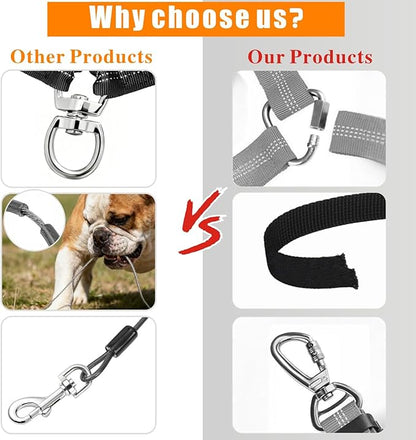 Idepet Dog Seat Belt for Car, 2 Pcs Stainless Steel Chew Proof Dog Seatbelt 3 in 1 Harness for Safety Heavy Duty Pet Seat Belt for Medium & Large Dogs (Black)