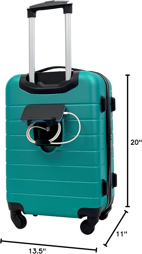 Wrangler Smart Luggage Set with Cup Holder and USB Port, Teal, 2 Piece