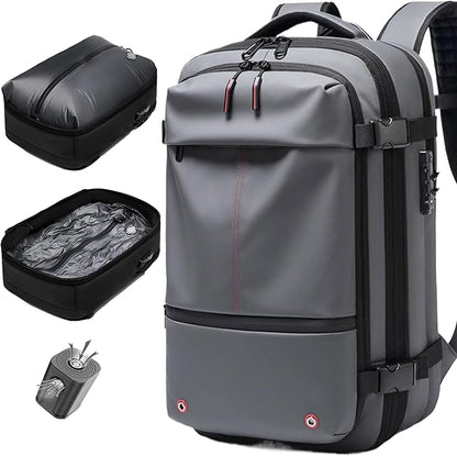 Vacuum Seal Backpack Travel 60L Expandable Backpack with Compression System, TSA Lock Water Resistant Carry-On Backpack (with Pump)
