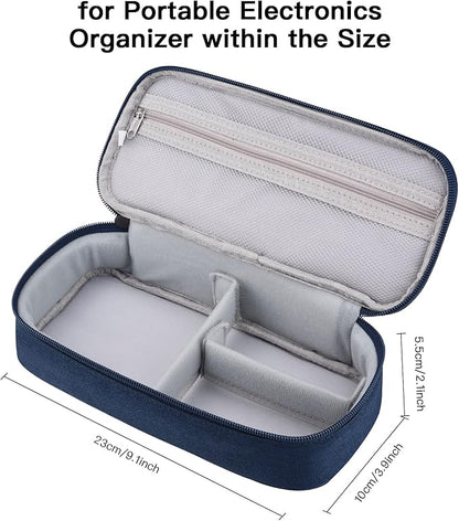 Electronics Organizer Travel Case, Carrying Pouch Bag for Travel Essentials, for Cable, Charging Cord, External Hard Drive, Portable Power Bank (Navy Blue)