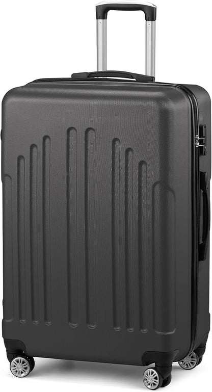 Karl home 28 Inch Check-in Luggage with Spinner Wheels, ABS Hardshell Checked Suitcase with TSA Lock, Durable Large Suitcase Rolling Luggage for Men Women, Dark Grey