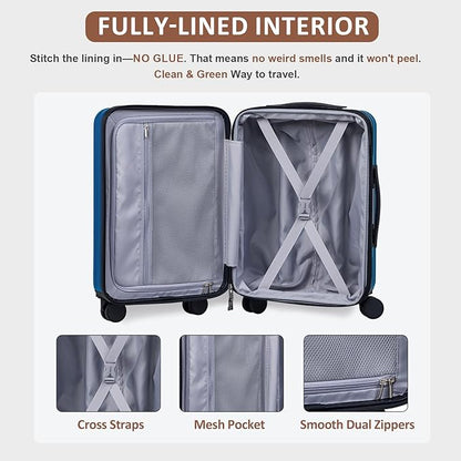 OUZZO 20 Inch Carry On Luggage, 22x14x9 Airline Approved,PC Hardshell Expandable Suitcases with Spinner Wheels, TSA Lock, Lightweight Travel Luggage for Business Trip & Weekend Getaway