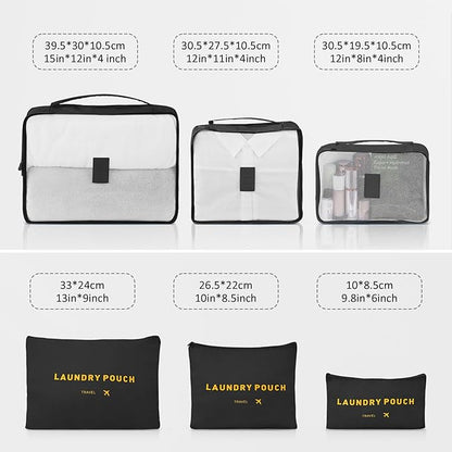 Luggage Sets 2 Piece, 20 Inch 28 Inch ABS Hardshell Suitcase Set with Spinner Wheels, Carry On and Checked Luggage for Women and 6 Piece Travel Organize Bags