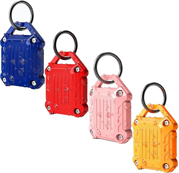 DOVICK- Waterproof Airtag Keychain Holder Case,Screw Full Cover Compatible with Apple Air Tag Tracker Key Ring (Mix 4 Pack)