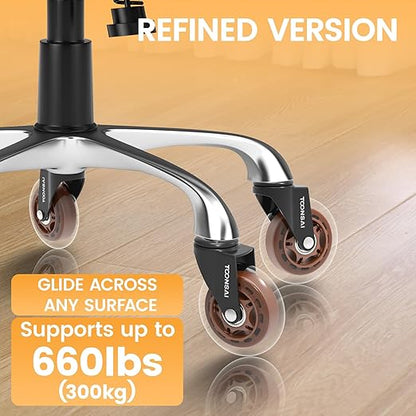 3 Inch Office Desk Chair Wheels Replacement, Computer Gaming Casters for Carpet, Stem 7/16-7/8 Set of 5 for Furniture Hardwood Hard Floors Chair Castors Tile Smooth Safe Quiet Rolling 660 LB, (Brown)