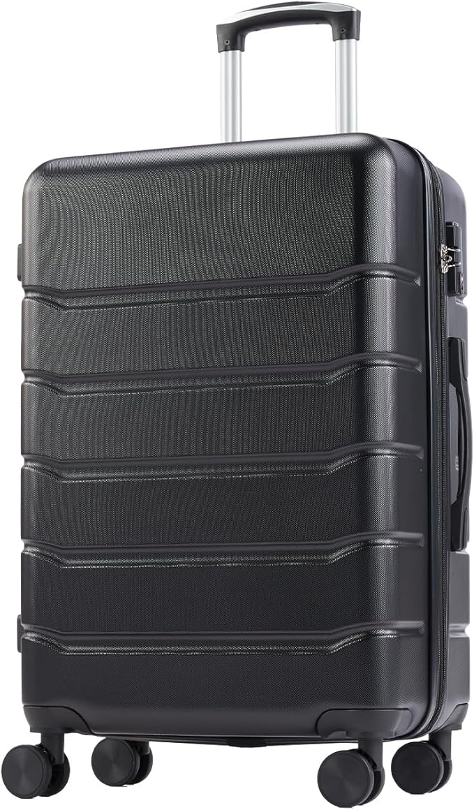 OLIXIS 21 Inch Carry-On Luggage, Hardside Suitcase with Spinner Wheels, Lightweight ABS Hard Shell Travel Luggage, TSA Approved Lock, Expandable Small Suitcase for Business & Travel–Black