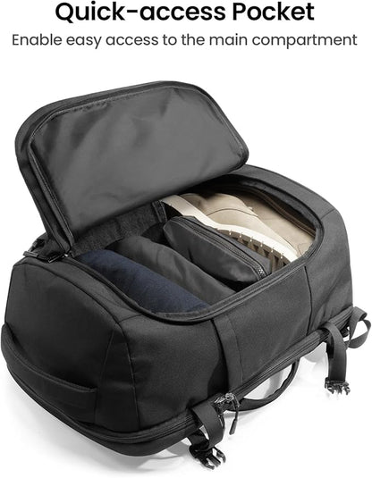 tomtoc Travel Backpack 40L, TSA Friendly Flight Approved Carry-on Luggage Hand Water-resistant Lightweight Business Rucksack, Durable Large Weekender Bag Daypack Fits 17.3 Inch Laptop, PFAS Free
