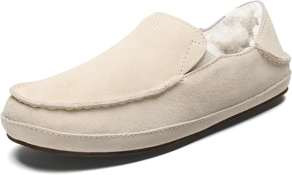 OLUKAI Nohea Slipper, Women's Slip-On Shoes, Genuine Shearling & Premium Nubuck Leather, Drop-In Heel Design, Cozy & Ultra-Soft Comfort Fit