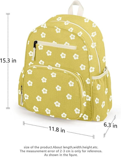 Corduroy Kids Backpack for Girls, Girls Backpack 5-9, Kindergarten Elementary School Bookbag for Girl 15.3" H Fit Folder