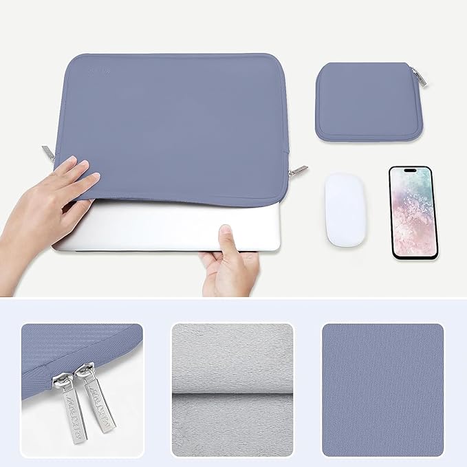 MOSISO Laptop Case 13.3 inch, 13-13.3 inch Laptop Sleeve Bag Compatible with MacBook Air/Pro 13/Pro 14 M5 M4 M3 M2 M1, HP Dell ASUS Lenovo, Neoprene Computer Sleeve Bag with Small Case, Lavender Gray