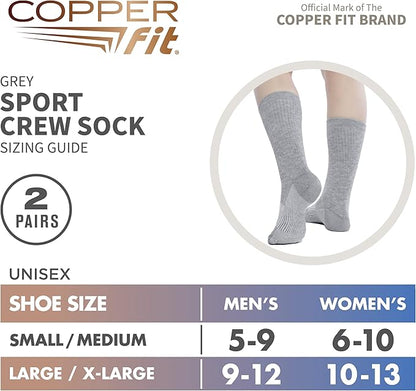 Copper Fit Unisex Crew Length Sport Socks, 2 Pair