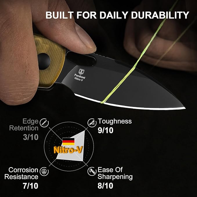 Kizer Parakeet EDC Pocket Knife, 2.46" Nitro-V Blade Folding Knife with PEI Handle, Thumb Hole Opener Small EDC Knives for Men Women Camping Hunting V2706A1