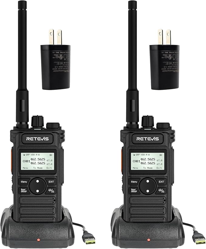 Retevis RT86S 2 Way Radio Long Range, High Power Walkie Talkie with LCD Screen, GMRS Two Way Radio with 2600mAh, NOAA, for Camping Off-Road Hunting(2 Pack)