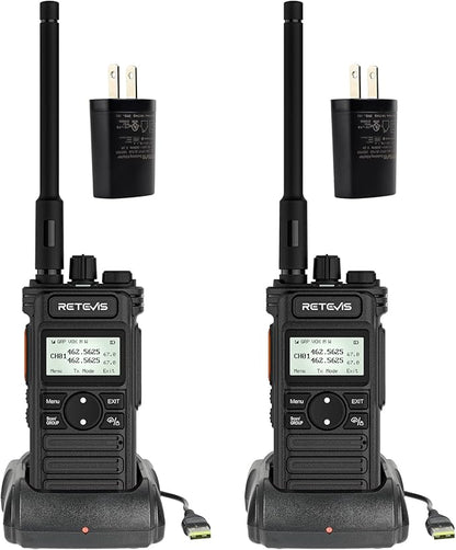 Retevis RT86S 2 Way Radio Long Range, High Power Walkie Talkie with LCD Screen, GMRS Two Way Radio with 2600mAh, NOAA, for Camping Off-Road Hunting(2 Pack)