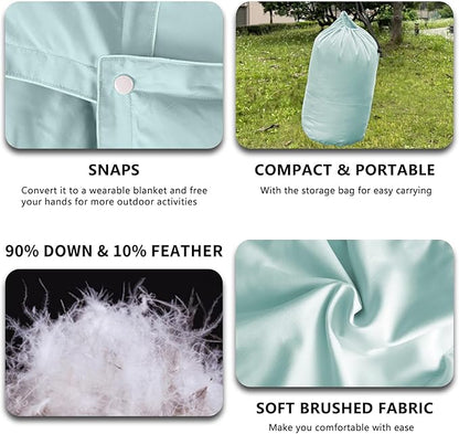zzlamb Puffy Down Camping Blanket Water-Repellent, Down Throw Travel Blanket Portable for Outdoor, Light Warm Quilt for Couch Plane Car Theater Stadium Picnic RV Backpacking Hammock