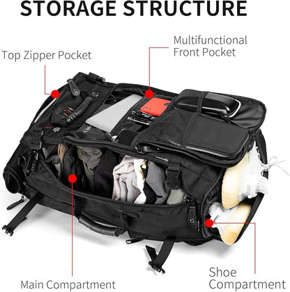 Travel Backpack Carry On Backpack Durable Convertible Duffle Bag Fit for 15.6 Inch Laptop for Men and Women hiking airplane shoes bag extendable three way uses multiple