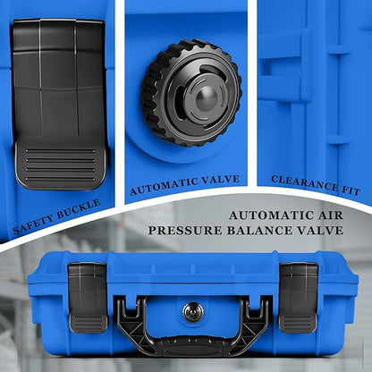 1 Pcs 16.3 x 12.4 x 6.5 Inch Waterproof Hard Case with DIY Customizable Foam Insert Portable Protective Case with Knife for Camera Drones Equipments Tools Test Instruments (Blue)
