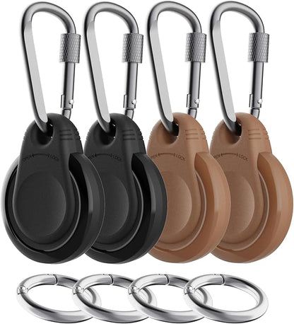 Waterproof Holder for AirTag Keychain Lock Case for Apple AirTags Keyring Durable Lightweight Cover for AirTag for Keys Kids Luggage Backpacks Pet Collar Black Coffe 4Pack