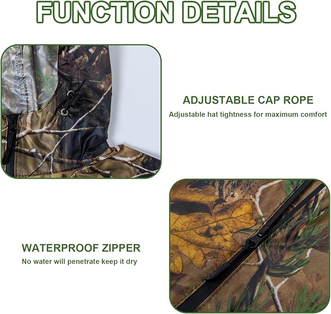 Hooded Rain Ponchos for Adult - Rain Coat and Rain Jacket with Waterproof Pocket and Zipper