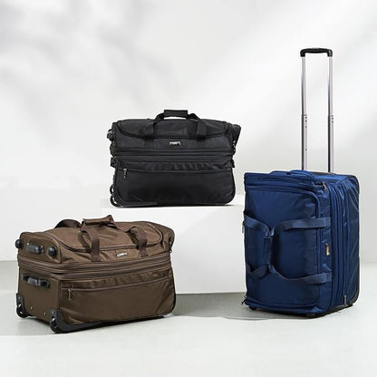 Hanke Large Expandable checked Luggage Suitcases with Wheels Foldable Duffle Bag for Travel suitcase for Women Men Garment Bag（Blue）