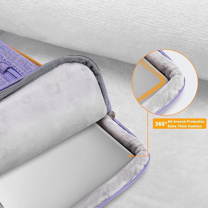 MOSISO 360 Protective Laptop Case 16 inch, 15-15.6 inch Laptop Sleeve Compatible with MacBook Pro 16, HP, Acer, Dell, Lenovo, ASUS, Side Open Carrying Case with 4 Zipper Pockets&Handle, Purple