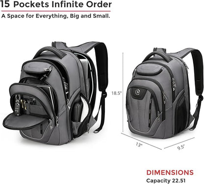 Swissdigital Design TSA Business Laptop Backpack For Men,Travel Backpack With USB Charging Port,College Tech Backpacks With RFID Pockets Presents For Men Fits 15.6 Inch Computer Grey | J16BT-03