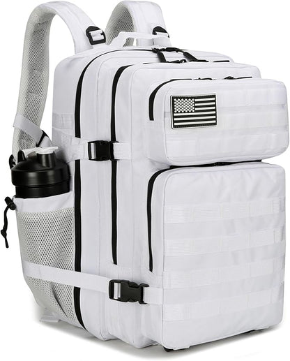 45L Tactical Assault Backpack 3 day assault pack with Molle Waterproof backpack Rucksack for Tactical Backpacks (White)