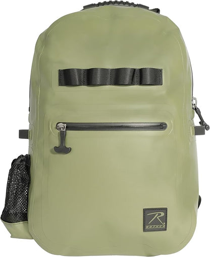 Rothco Waveguard Waterproof Backpack – Dry Storage Bag Hiking Boating Kayaking Canoeing Travel Beach Sack - Olive Drab