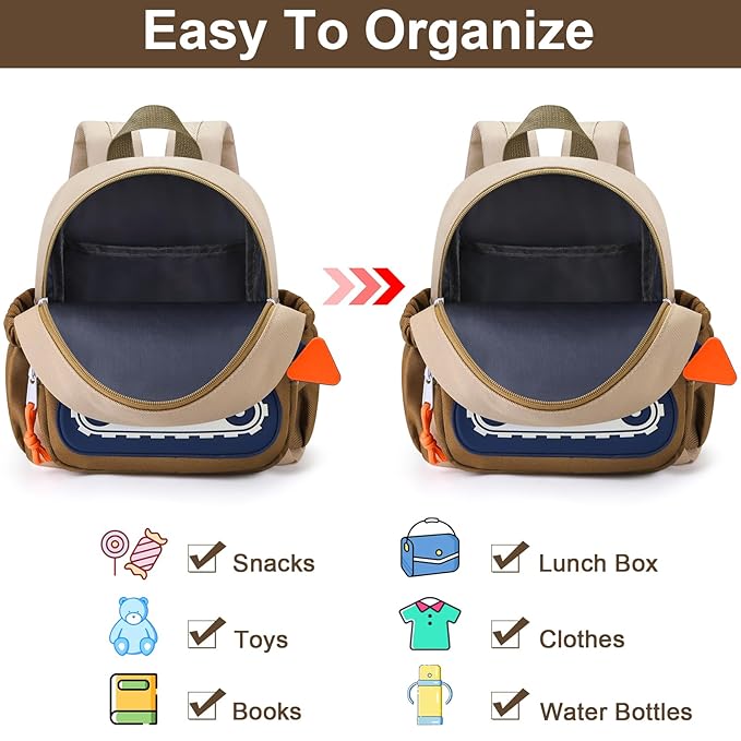 Accmor Toddler Leash Backpack, Cute Excavator Bag with Anti Lost Wrist Link, Children Safety Walking Harness Kids Travel Essential Mini Rucksack Back Pack with Strap Tether for Baby Boys