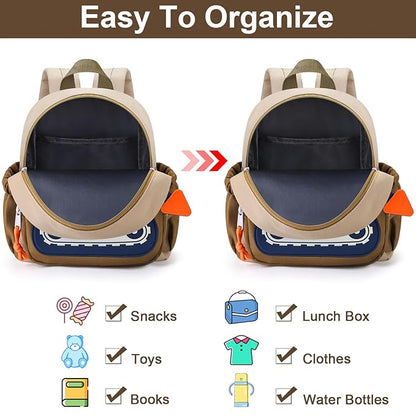 Accmor Toddler Leash Backpack, Cute Excavator Bag with Anti Lost Wrist Link, Children Safety Walking Harness Kids Travel Essential Mini Rucksack Back Pack with Strap Tether for Baby Boys