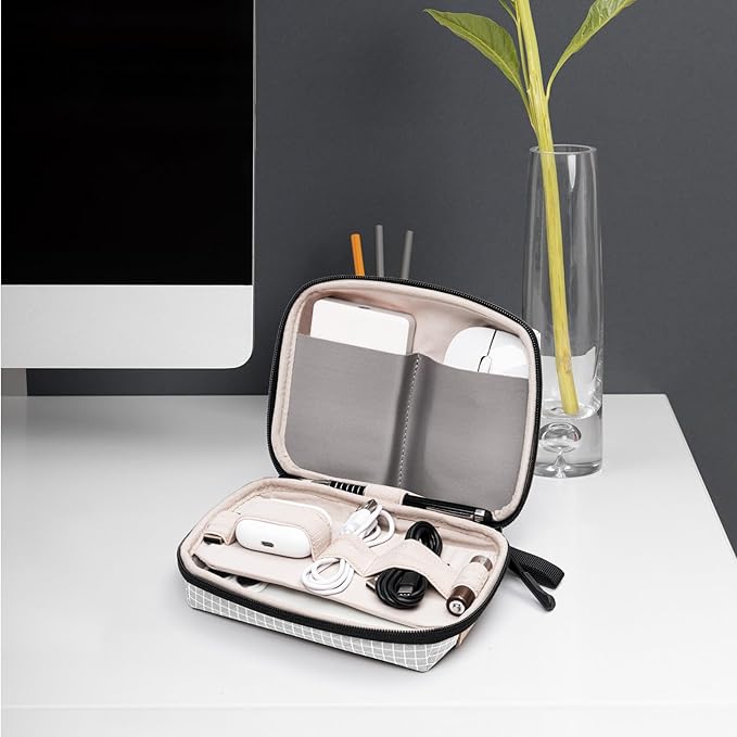 SIMTOP Electronics Organizer Cord Organizer Travel, Small Tech Bag for Cords, Chargers, Power Bank, Earbuds – Portable Cable Pouch for Office, Business Trip, Commute – Water & Scratch-Resistant