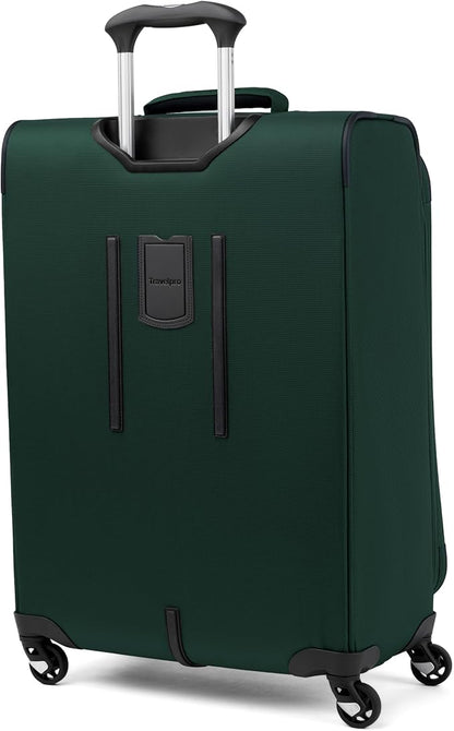Travelpro Maxlite 5 Softside Expandable Luggage with 4 Spinner Wheels, Lightweight Suitcase, Men and Women, Forest Green, Checked-Medium 25-Inch