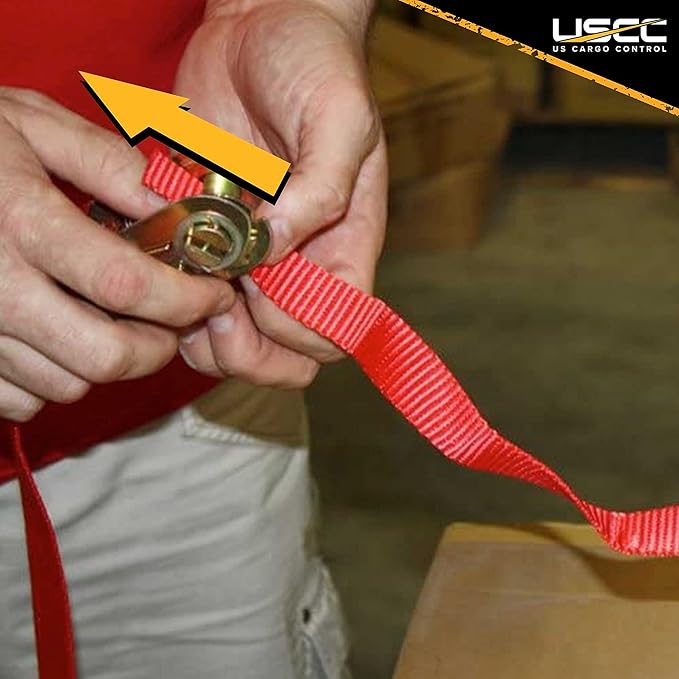 US Cargo Control Endless Ratchet Straps, 1 Inch Wide X 20 Foot Long Open End Ratchet Strap, Red Endless Ratchet Strap Tie Downs with Many Uses, Perfect Small Cargo Straps with Ratchet, 4 Pack