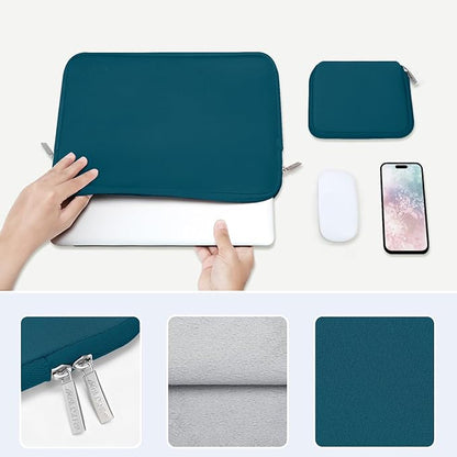 MOSISO Laptop Case 13.3 inch, 13-13.3 inch Laptop Sleeve Bag Compatible with MacBook Air/Pro 13/Pro 14 M5 M4 M3 M2 M1, HP Dell ASUS Lenovo, Neoprene Computer Sleeve Bag with Small Case, Deep Teal