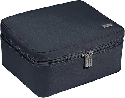 Away Cosmetics Bag, Makeup Bag with Detachable Brush Roll, Waterproof, Clear Zip Pockets, Travel Friendly, Navy Blue