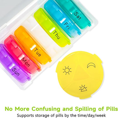 Weekly Pill Organizer, Chrxbei 3 Times a Day Pill Case Organizers 7 Day, Thickened Travel Pill Box with 21 Large Compartments, BPA Free Medicine Organizer to Hold Vitamin, Supplements, Fish Oils