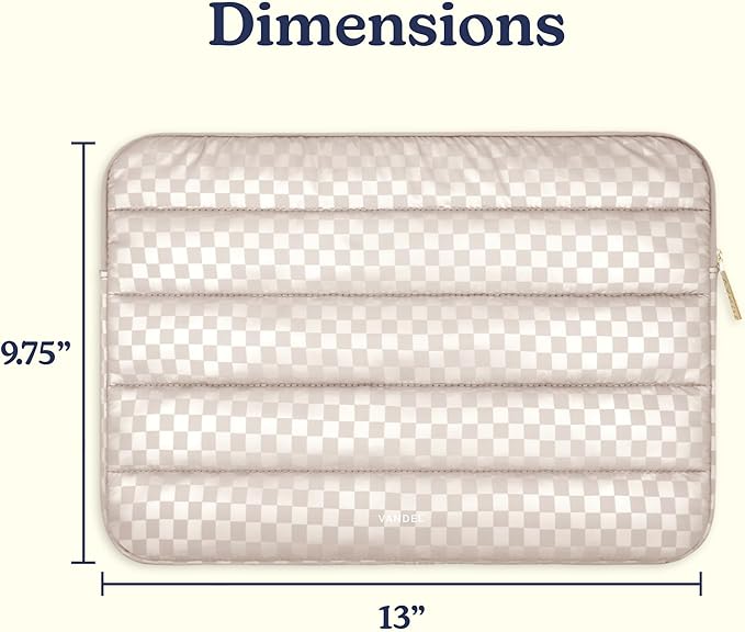 Vandel Puffy Laptop Sleeve Case, 13-14 inch Laptop Sleeve Bag Case 13.3 Inch, Compatible with MacBook Air/Pro 13 / Pro 14, iPad Pro 12.9, HP Dell ASUS, Cute Checker Mac Book Computer Bag Cover
