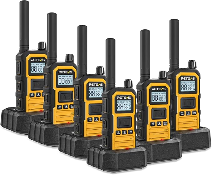 Retevis RB48 Plus Radios Walkie Talkies, IP67 Waterproof Two Way Radio Long Range, Heavy Duty 2 Way Radio, GMRS, Group Call, Vibration Alert, Emergency, for Construction Job Site(6 Pack)