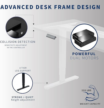 VIVO Electric 83 x 30 in Dual Motor Sit Stand Desk, Memory Height Adjustment, 2B Series, White Top White Frame, DESK-KIT-2W8W