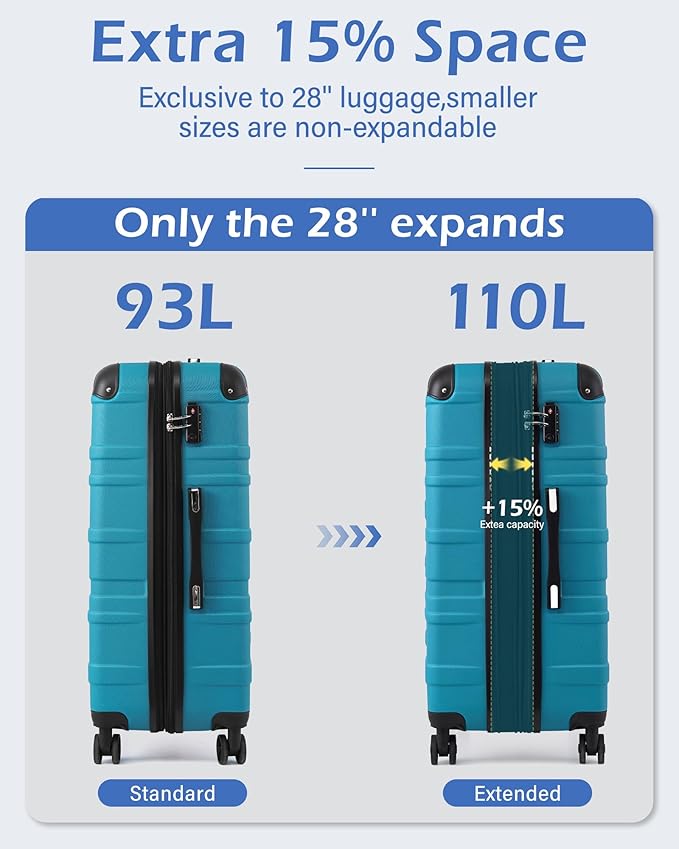 Coolife Luggage Suitcase Carry-on Hardside Travel Luggage TSA Lock Spinner Telescopic Handle