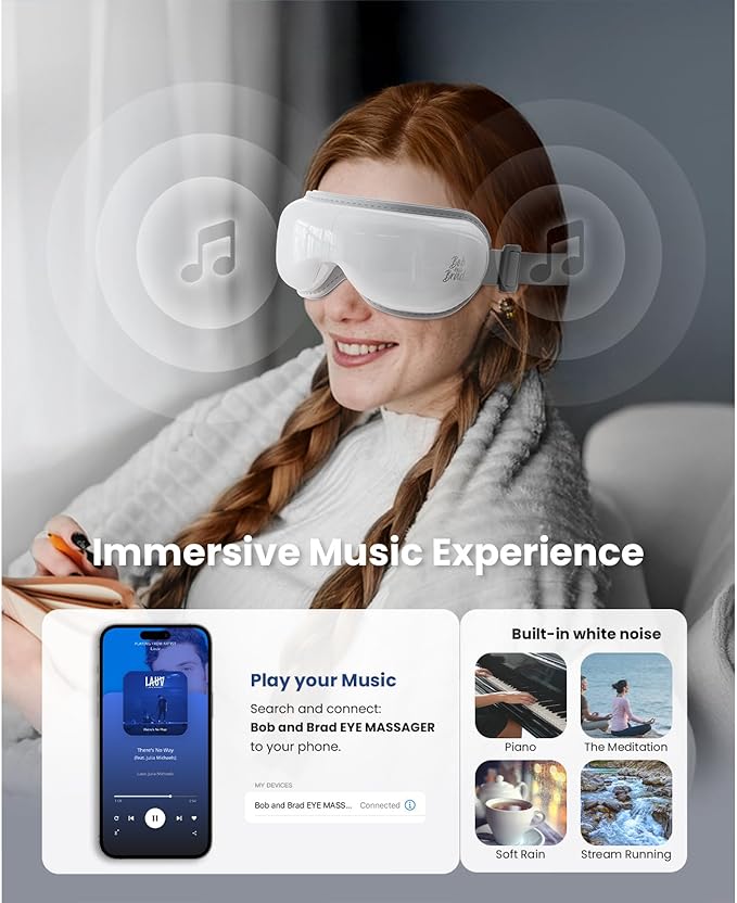 BOB AND BRAD Eye Massager with Heat and Cooling FSA Eligible, EyeOasis 3 Eye Mask for Migraine, Heated Face Massager for Dry Eye Strain Relief Improve Sleep, White Elephant Christmas Gifts for Women