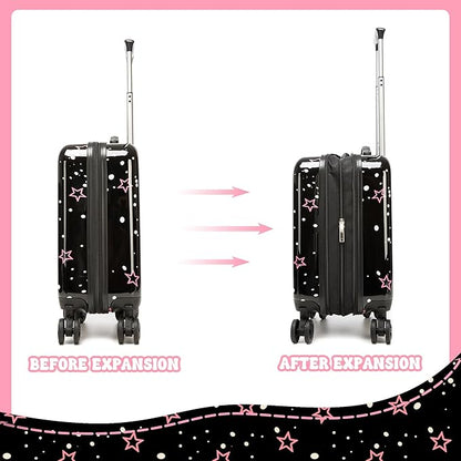 Kid's Luggage Set 2 Piece Suitcase Set Hardside Luggage with Spinner Wheels Girls Carry on Toddler Travel Rolling Suitcase with Neck Pillow Airline Approved