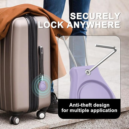 AirTag Holder with Wire Cable Compatible with Apple AirTags, Ultra Durable Anti-Lost Protective Lock Case for Luggage, Key, Backpack (Pruple)
