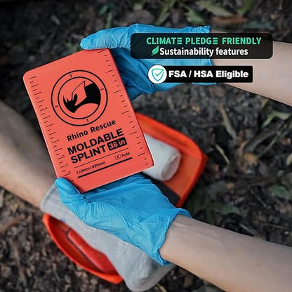 RHINO RESCUE First Aid Splint 36" X 4.3" Orange-Gray, Keep Bones in Position (1, Folded)