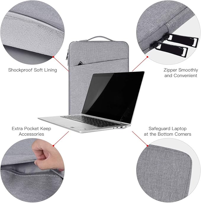 15.6-16 Inch Laptop Sleeve Case for 16 Inch HP Dell/ASUS VivoBook Go/HP Omnibook 16/Pavilion Envy/Lenovo ThinkPad IdeaPad Computer Bag, Light Grey