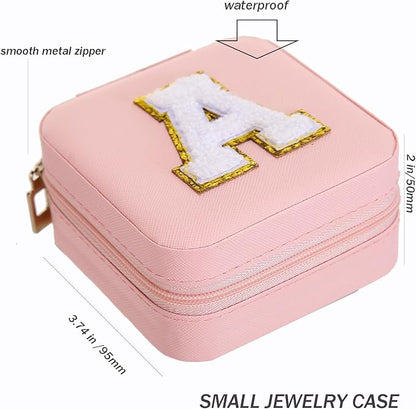 Small Jewelry Box Travel Jewelry Case Jewelry Holder Organizer,Travel Essentials Box Jewelry Organizer,Personalized Birthday Gifts for Teen Girls Women Initial J, pink